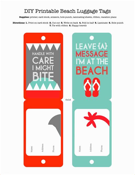 Free Luggage Tag Template Of Diy Printable Beach Luggage Tags Craft ...