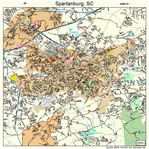 Spartanburg South Carolina Street Map 4568290