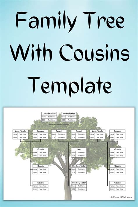 Family Tree With Cousins Template | Family tree cousins, Family tree ...