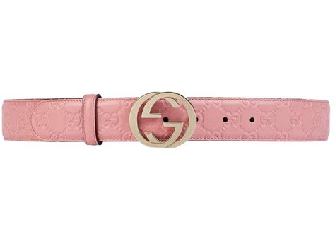 Gucci Belt Guccissima Monogram Interlocking G Soft Pink in Leather with ...