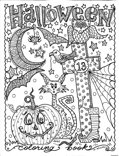 Coloriage halloween adulte citrouille chat hibou Dessin à Imprimer | Halloween coloring book ...