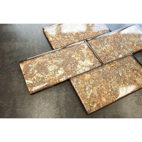 3" x 6" Glass Subway Tile in Amber Brown | Glass subway tile, Subway tile, Wall tiles