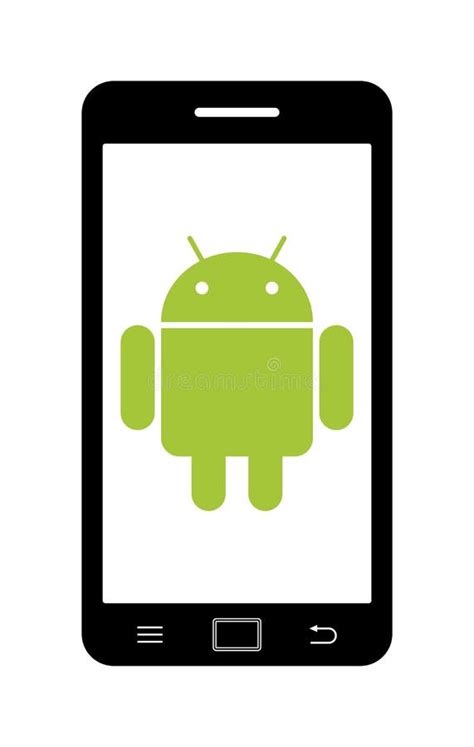 Mobile with Android Robot Icon Editorial Stock Image - Illustration of ...