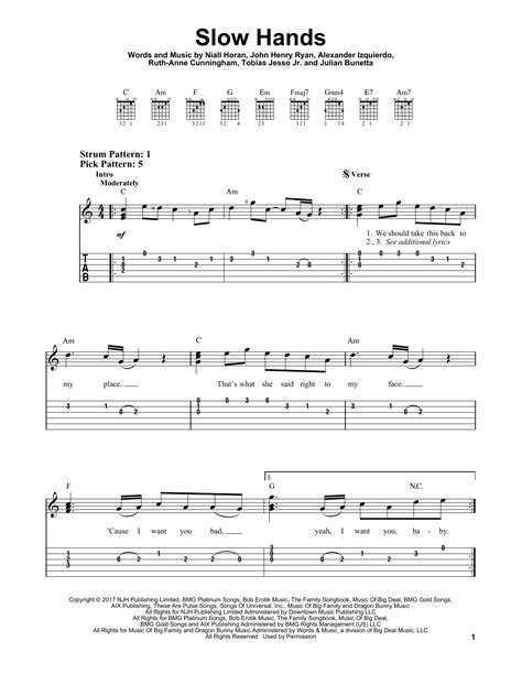 Slow Hands by Niall Horan - Easy Guitar Tab - Guitar Instructor