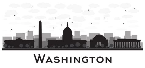 Washington dc city skyline black and white silhouette 5697071 Vector Art at Vecteezy