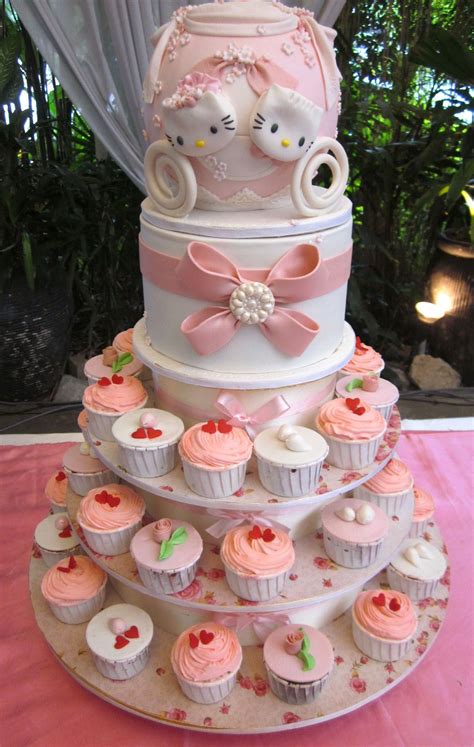 hello kitty wedding cake using brooch mould from cuppies lina. made the cake look so elegant for ...