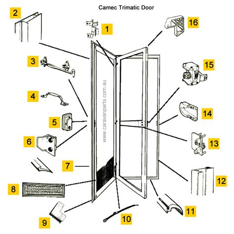 Spare Parts Diagram: Camec Trimatic Door Diagram | Caravan Parts