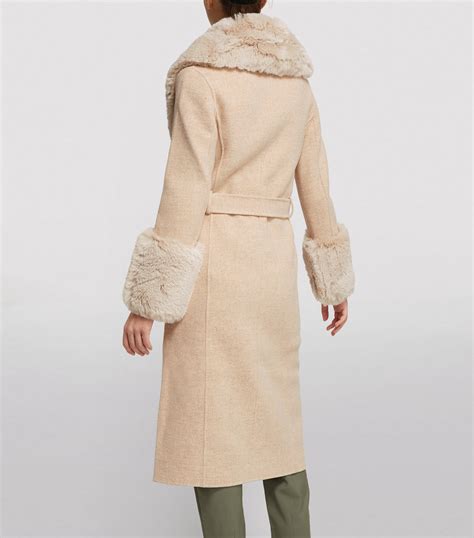 Maje Faux Fur-Trim Coat | Harrods RU