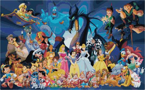 DISNEY CHARACTERS COLLAGE #1 CROSS STITCH PATTERN