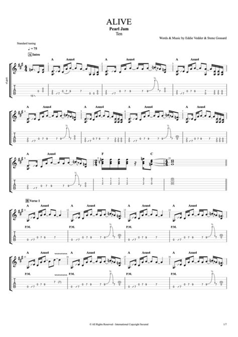 Alive by Pearl Jam - Full Score Guitar Pro Tab | mySongBook.com