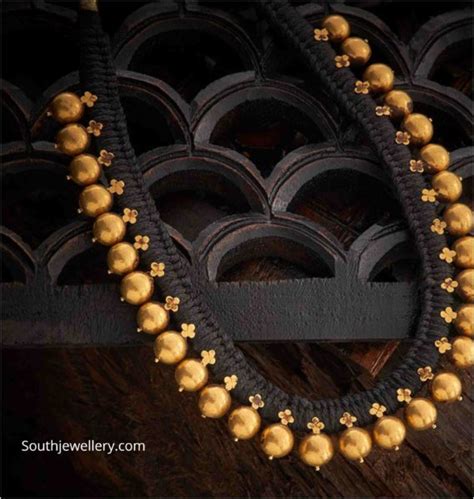 Black thread gold balls necklace - Indian Jewellery Designs