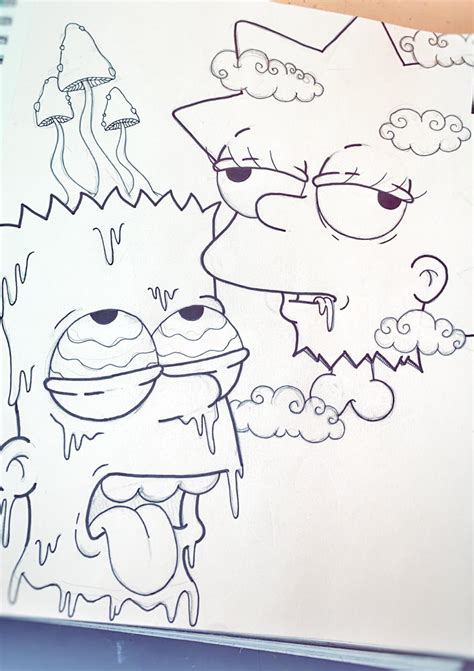 High Bart n Stoned Lisa. 2020 : r/drawing