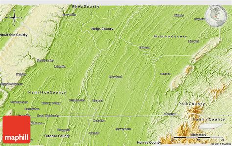 Physical 3D Map of Bradley County