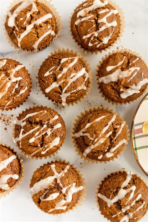 Pumpkin Gingerbread Muffins with Lemon Glaze - Once Upon a Pumpkin