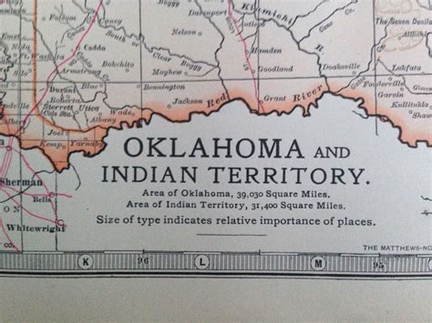 1903 OKLAHOMA & INDIAN TERRITORY Original Large Antique Map - Wall Map - Home Decor ...