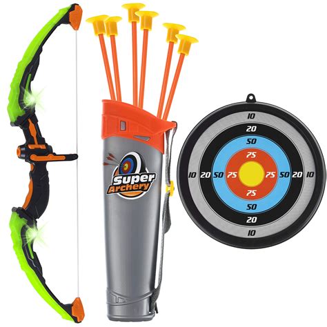 TEMI Kids Bow And Arrow Set LED Light Up Archery Toy Set With 10 ...