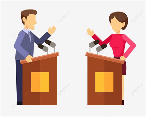 Debate Clipart Transparent Background, Flat Character Debate Contest, Debate Clipart, Flat ...