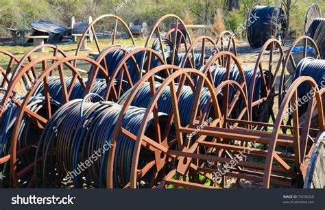 Large Electrical Cable Spools In A Field Stock Photo 73236028 ...