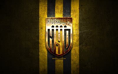 Download wallpapers Hyderabad FC, golden logo, ISL, yellow metal ...