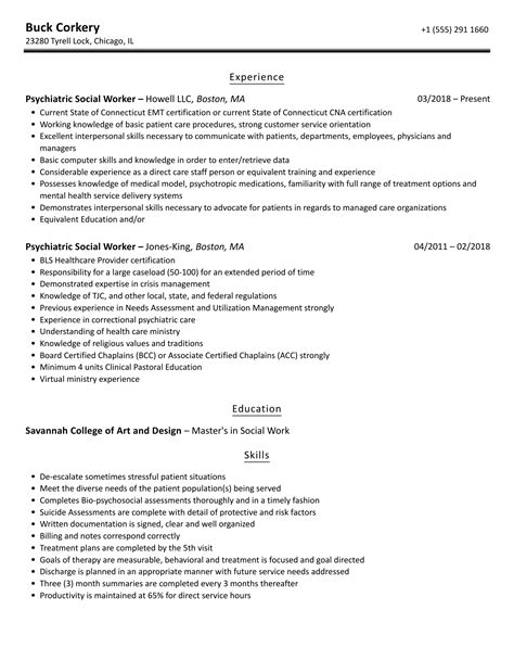 Psychiatric Social Worker Resume Samples | Velvet Jobs