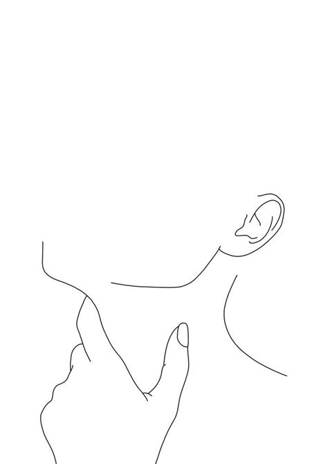 Hand on neck line drawing - Lo Art Print by The Colour Study - X-Small ...