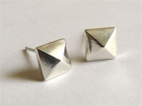 sterling silver pyramid studs $44.00, via etsy. | Pyramid earring, Silver earrings studs ...