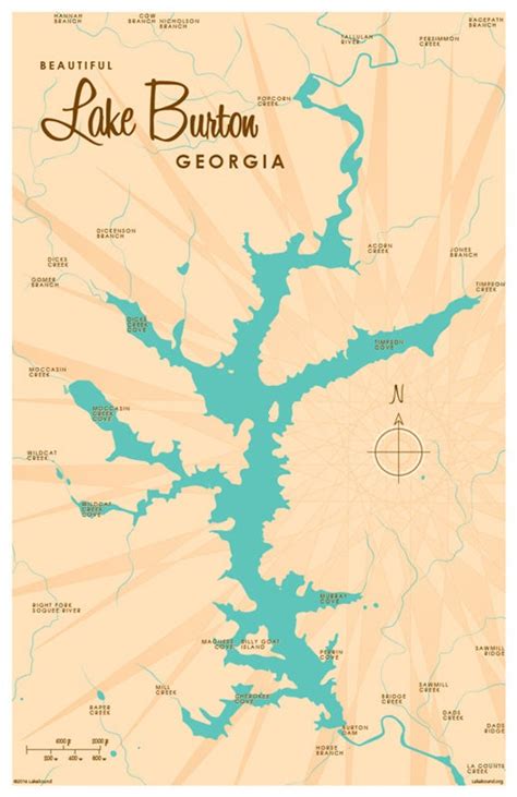 Lake Burton GA Map Print