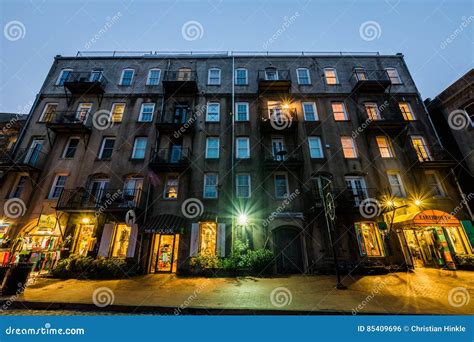 Nightlife on River Street in Savannah, Georgia at Night Editorial Photo ...