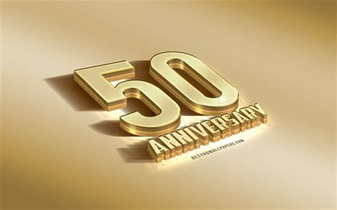 Download wallpapers 50th Anniversary sign, golden 3d symbol, golden Anniversary background, 50th ...