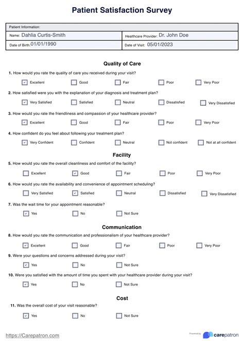 Patient Satisfaction Survey Example | Free PDF Download