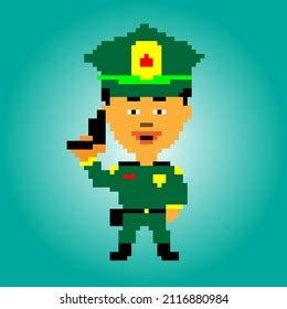 Pixelate Cartoon Image Army Officer Pixel Stock Vector (Royalty Free) 2116880984 | Shutterstock