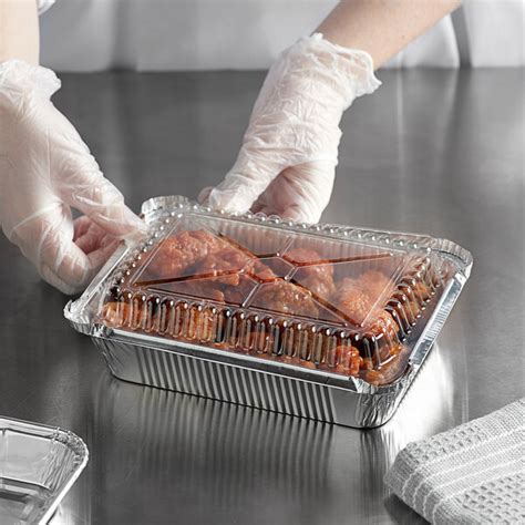 Choice 2.25 lb. Foil Oblong Take-Out Container with Dome Lid - 50/Pack