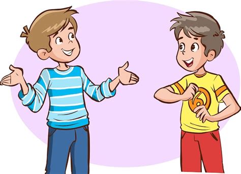 Premium Vector | Two kids talking cartoon character vector illustration