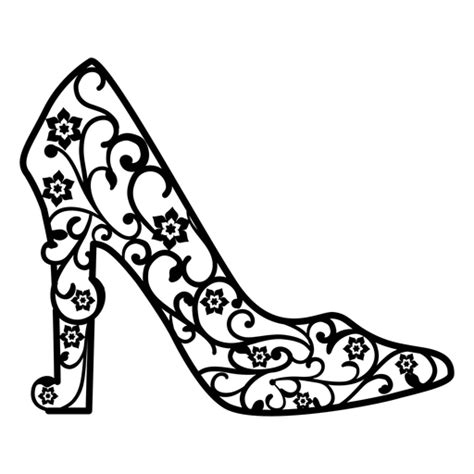Floral Quinceanera High Heels Stroke PNG & SVG Design For T-Shirts