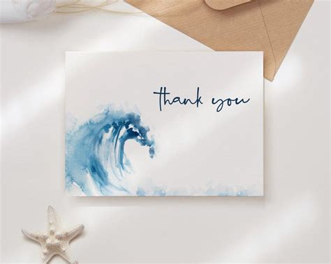 EDITABLE Ocean Thank You Card Template, 0012AA - Etsy