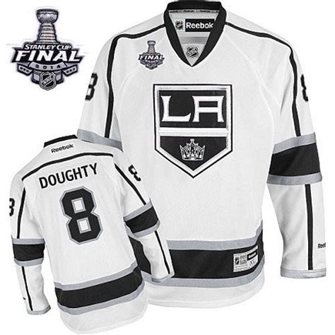 Men's Reebok Los Angeles Kings 8 Drew Doughty White Away 2014 Stanley ...