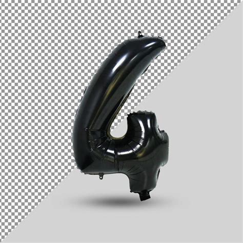 Premium PSD | Glossy black paint number 4 3d render of balloon twisted ...