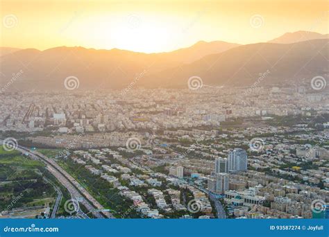 Tehran Skyline at Sunset, Iran Stock Photo - Image of road, islamic ...