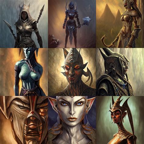 morrowind dark elf concept art, masterful intricate | Stable Diffusion