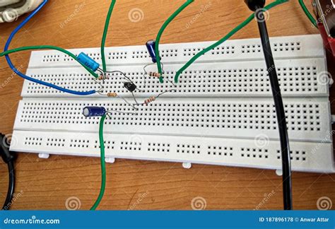 Breadboard Connection Having Resistors Capacitors And Transistor ...