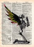 Creepy skeleton, Fallen Angel art, winged skeleton fairy, death angel, – Loft 817