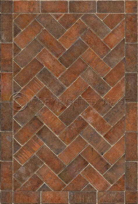 an old brick floor pattern in brown tones