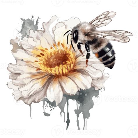 watercolor bee honeycomb honey flowers . 23657806 PNG