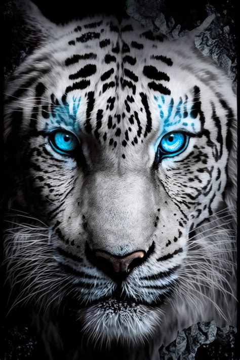 Wall Art Print | White Tiger with blue eyes | UKposters