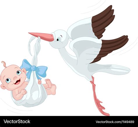 Stork and baby boy Royalty Free Vector Image - VectorStock