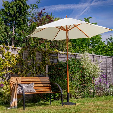 Garden Patio Parasol Umbrella Hardwood Frame 2.7m Outdoor Beach Sun ...