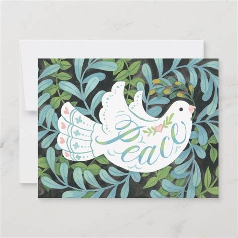 Peace Dove Illustrated Christmas Card | Zazzle | Christmas card ...