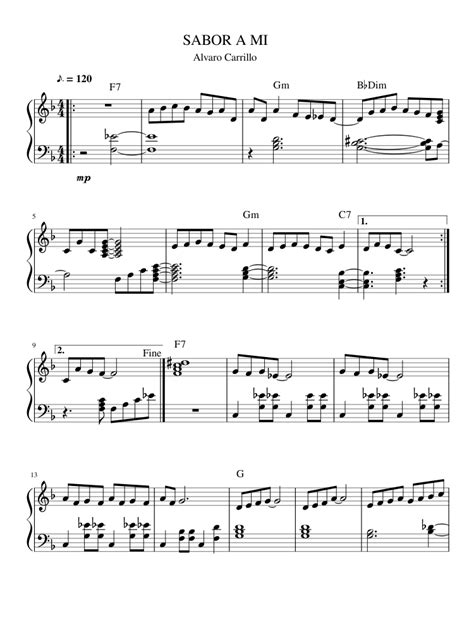 SABOR A MI Sheet music for Piano (Solo) | Musescore.com