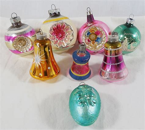 Vintage Lot of 8 Mercury Glass Christmas Holiday Tree Ornaments - Bells ...