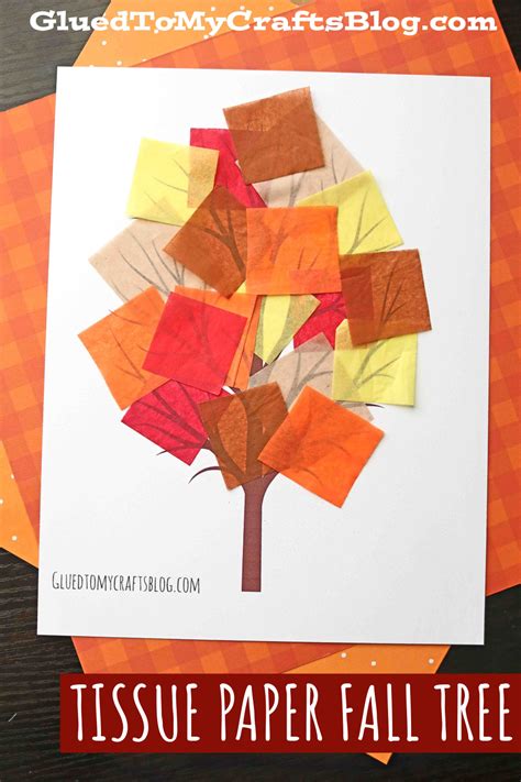 Tissue Paper Fall Tree Craft Idea For Kids